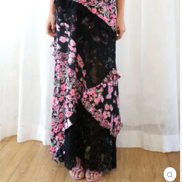 🍋For Love and Lemons Rosalyn Black Floral Maxi Dress - Picture 15 of 16